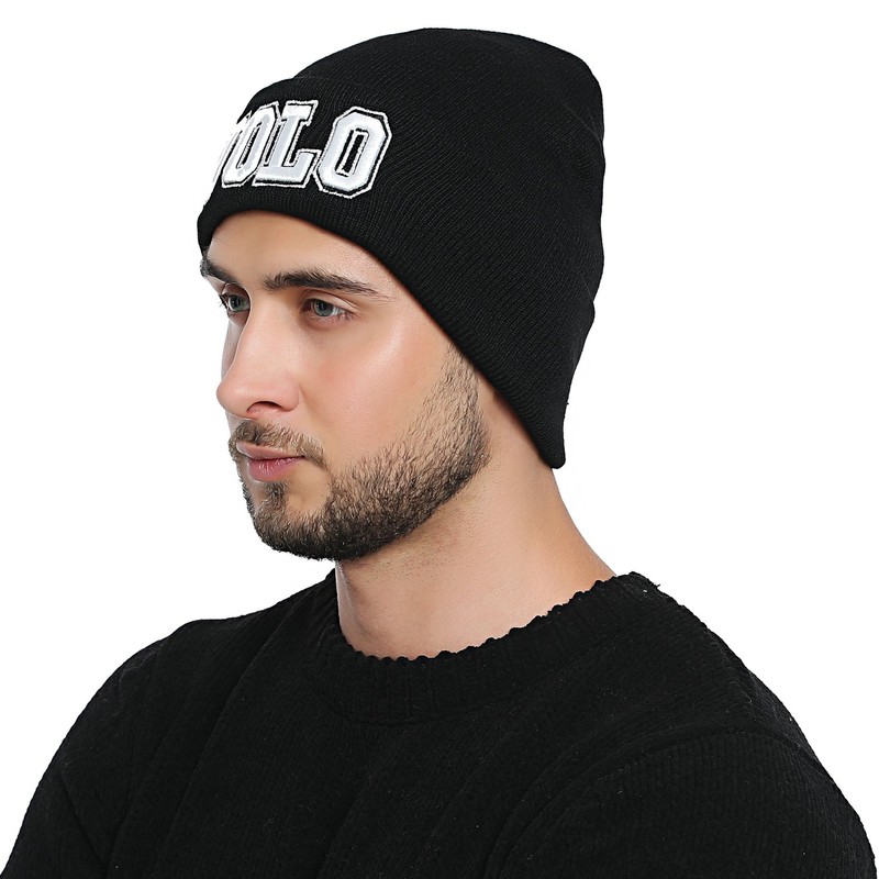 DonDon Men's Beanie Statement Winter Hat, Yolo