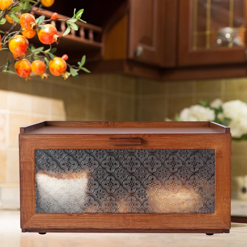 ETMI Vintage Bread Box for Kitchen Countertop - Retro Brown