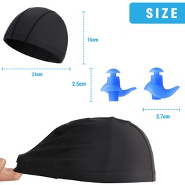 DHWEKU Pack of 2 Elastic Swimming Caps for Adults, Comfortable Fabric Bath Hat, Soft Unisex Swimming Cap, Ear Protection, Swimming Cap, Lightweight Swimming Cap for Men and Women, Long Short Hair