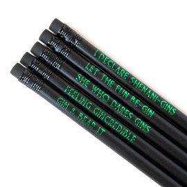 Bettie Confetti Funny Pencils for Gin Lovers, Pack of 5, Black Stationery Gifts for Men & Women | Novelty HB Pencils for A Leaving Present, Teachers or Birthdays | Adult HB Pencils