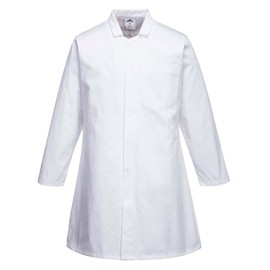 Portwest Men’s Food Coat, One Pocket, Size: M, Colour: White, 2202WHRM