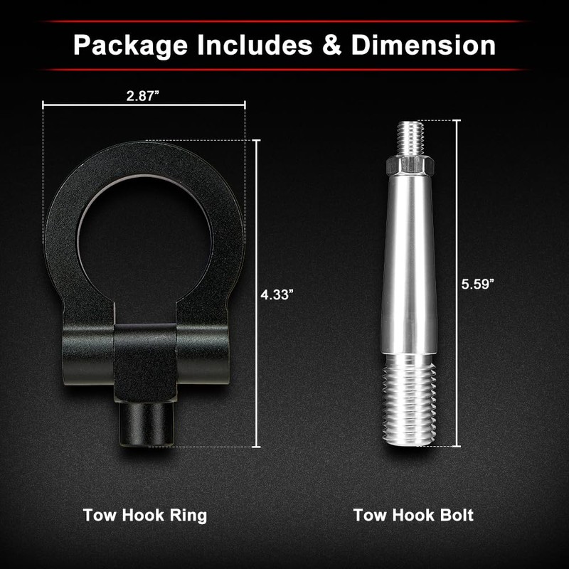 Rolling Gears Black Racing Tow Hook Compatible with 2003-2009 Nissan