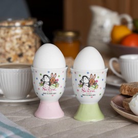 Sheepworld Egg Cup Set with German Text 'Schön, dass es Dich gibt!'