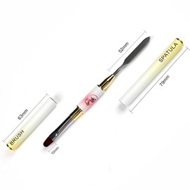 Dual Brush and Spatula, #15 Hybrid, 100% Kolinsky Hair for Hybrid Gel Nail Polish