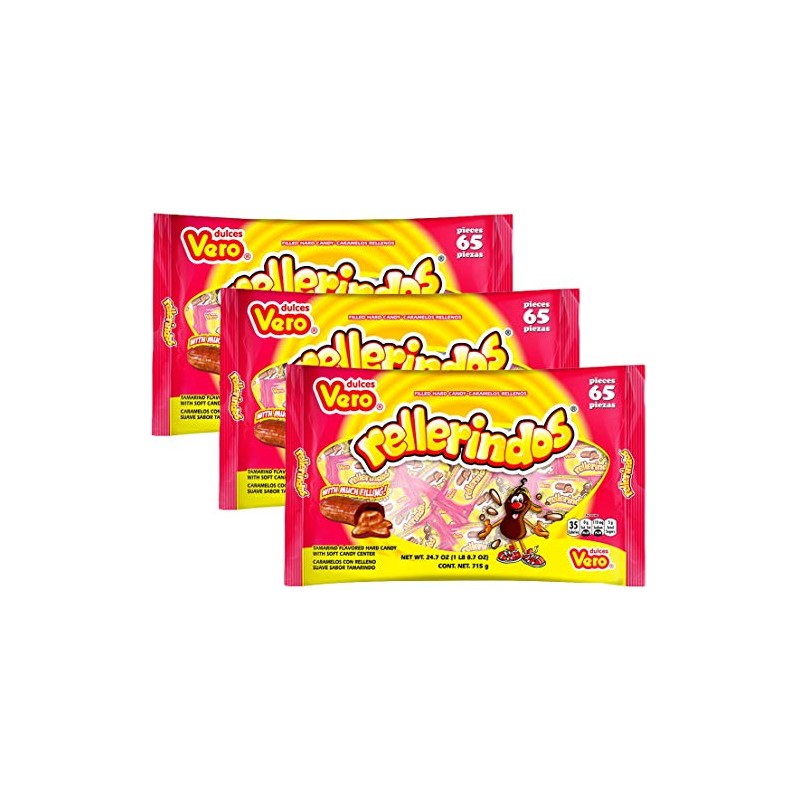 Vero Mexican Tamarindo Candy Rellerindos - 65 Count (3 Pack)