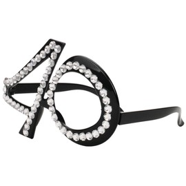 Ocean Line 40th Birthday Glasses - Number Crystal Frame, Party Favors, Wedding, Funny Costume Sunglasses, Novelty Eyewear Celebration Decoration for Kids and Adults 6 Pack (40)