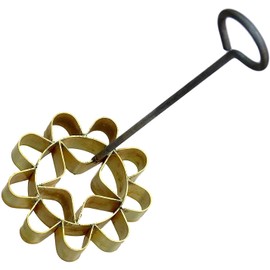 Dok Jok Brass Mold Thai Dessert Maker - Medium Rosette Lotus Flower Cookie Mold with Handle (3.14 Inch Diameter)