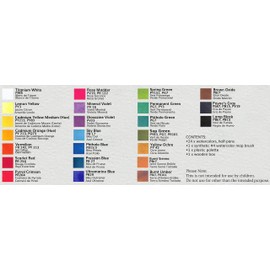 Viburnum Art Professional Watercolor Paint Set - 24 Half Pan Highly Pigmented Transparent Water Color Paints with #4 Synthetic Water color Brush, Mixing Palette & Wooden Box Gift Watercolor Kit