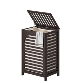 FILWH Laundry Hamper with Lid (16.9 * 13 * 26.5inches) Large Bamboo Laundry Bin Basket 85L Clothes Hamper with 1 Removable Bag Storage baskets for Bathroom(Brown)