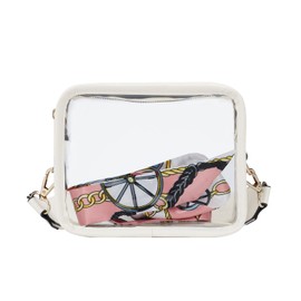 Ynport Crefreak PVC Clear Crossbody Bag Stadium Approved Transparent Shoulder Purse Wasserdichte Umhängetasche Kleine Handyhandtasche für Damen, Weiß