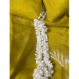 Gajra for Hair, Artificial Scented Jasmine Flowers Hairbun, White Hair Flowers for Women, Rubber Band, Reusable Traditional Veni, Hair Accessories Bun, Bracelet, Judal Wedding