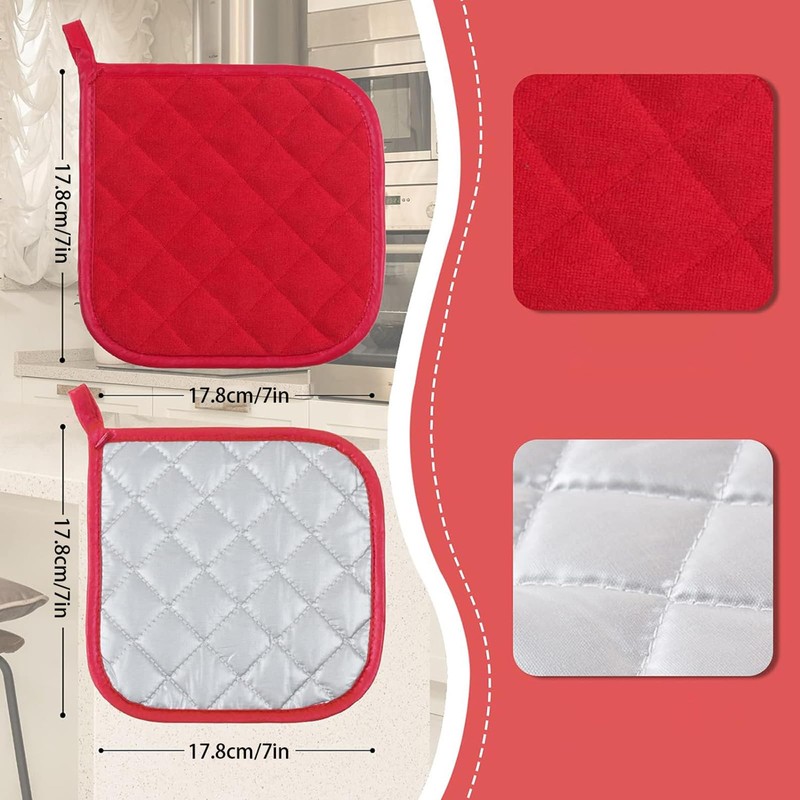 AMAZBEE Bulk Pot Holders 24 Pack, 7x7 Inch Quilted Hot