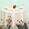 Round Red Floral Flower Embroidered Table Runner Tablecloth Cutwork Table