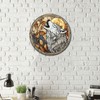 Lygond Metal Sign Tin Sign Circular Stained Glass Gray Wolf