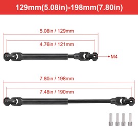 2pcs Hobbyfire 1/10 RC Crawler Drive Shafts Steel Universal Joint Driveshaft Heavy Duty for Axial SCX10 II III TRX4 Redcat Gen8 Gen7 Element Upgrades Parts(129-198mm)