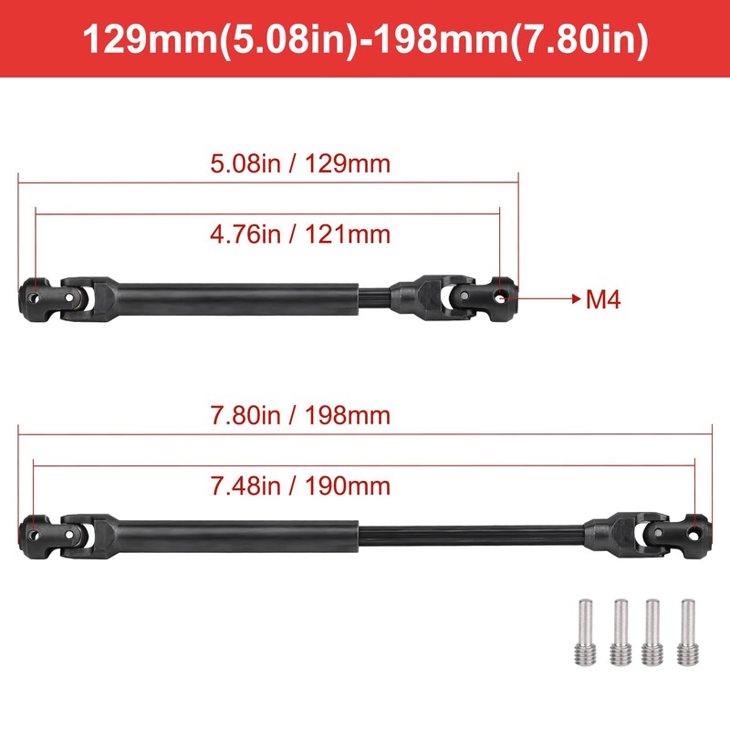 2pcs Hobbyfire 1/10 RC Crawler Drive Shafts Steel Universal Joint