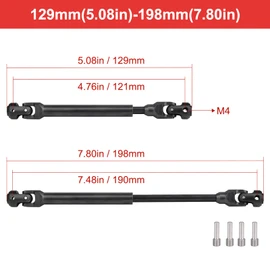 2pcs Hobbyfire 1/10 RC Crawler Drive Shafts Steel Universal Joint Driveshaft Heavy Duty for Axial SCX10 II III TRX4 Redcat Gen8 Gen7 Element Upgrades Parts(129-198mm)