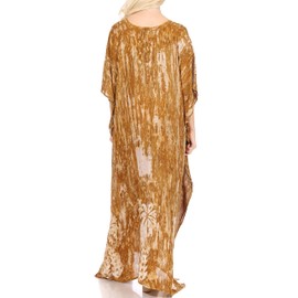 Sakkas Tacy Women's Casual Boho Summer Maxi Dress Kaftan Kaftan Cover Up LougeWear, 11-Army Green