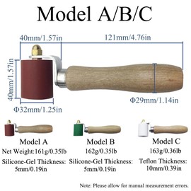 TopHomer 40mm Single Wheel Pressure Roller Teflon Wallpaper Seam Roller Roofing PVC Welding Smoothing Seam Tool (Model C)