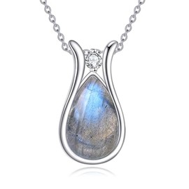 HOPEEZZ Labradorite Neckalce for Women Sterling Silver Labradorite Necklace Pendant Labradorite Jewelry Gift for Women (labradorite)