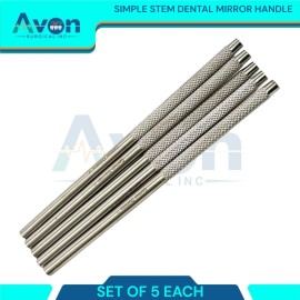Avon Surgical Simple Stem Dental Mirror Handles with Knurled Grip - Stainless Steel (5PK)