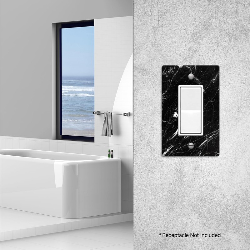 1 Gang Rocker Wallplates，Black And White Marble Texture Decor Bamboo