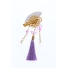 C-118-1 Purple Fan Shape Sakura Cherry Blossom Tassels Hair Clip