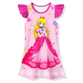 Princess Dress for Girls - Toddler Summer Casual Cartoon Outfit, Birthday Party Gift (US, Age, 6 Years, Pink)