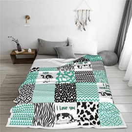 Cow Print Fleece Throw Cute Print Farm Animal Cow Flannel Blanket Christmas Valentine's Birthday Gifts Soft Cozy Warm Decor Throws Lightweight Blankets for Couch Sofa Bed Chair 50x40