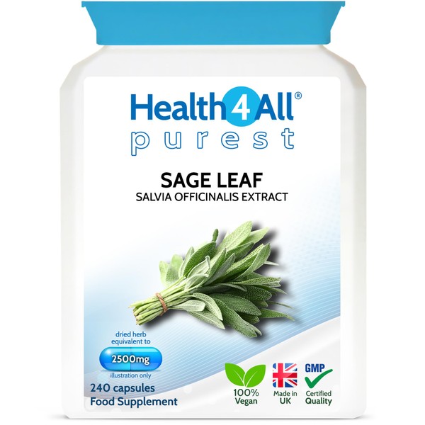 Health4All Sage Leaf 2500mg 240 Capsules (8 Month Supply) Purest: