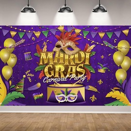 Carnival Background Cloth, BZQCPLX Mardi Gras Backdrop for Photography, Masquerade Party Backdrop, Carnival Mask Photography Background, Mardi Gras Decorations Party Supplies, 180 * 110cm