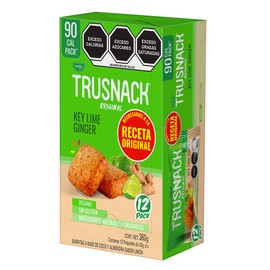 Trusnack Key Lime Ginger - 90 Cal Pack - Gluten Free - Vegano ( Paquete 30g - 12 Pack Box)