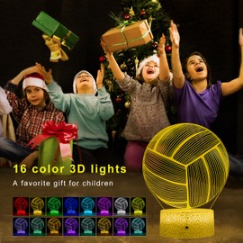 FlyonSea Volleyball Gifts,Volleyball Night Light 16 Colors Changing, Glow in The Dark Volleyball Creative Birthday Beach Volleyball Coach Lover Gifts for Boys Bedroom Decoration (Volleyball)