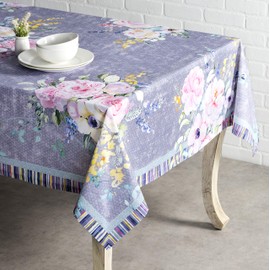 Maison d' Hermine Sweet Rose Lavender 100% Cotton Tablecloth for Kitchen Dining | Tabletop | Decoration | Parties | Weddings | Spring/Summer [Lush Lavender Roses (Rectangle, 60 Inch by 120 Inch)]