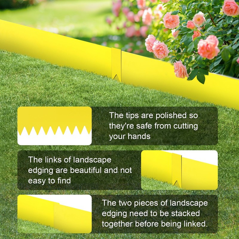 Landscape Edging Kit, Galvanized Steel Edging Landscape Lawn Edging Powder