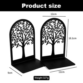 LdawyDE Bookends, Pack of 2 Bookends Metal Black Book Holder Tree Bookends for Home, School, Office, Library for Books, Movies, CDs
