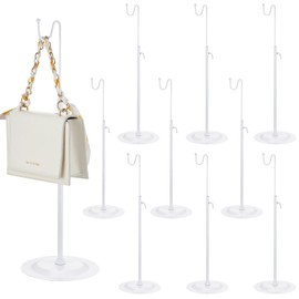 Therwen 10 Pcs Bag Display Stands Purse Display Stand Adjustable Height Handbag Holder for Home Boutique Store Counter Retail(White)