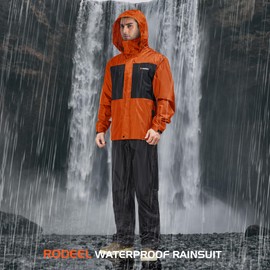 Rodeel Waterproof Fishing Rain Suit for Men (Rain gear Jacket & Trouser Suit)