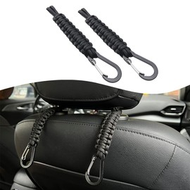 EJDRFN Car Seat Headrest Hook,Paracord Car Seat Hook,Car Seat Back Storage Hook for Headrest,Car Dog Seat Belt Restraints,Black (2 Pack)