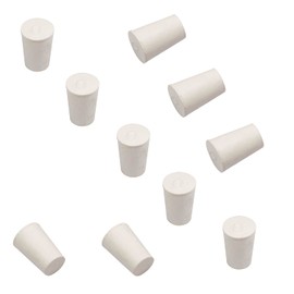 10pcs 0# Tapered Shaped Solid Rubber Stopper Plugs Lab Test Tube Stoppers for Lab Tube Stopper Size 13x16x24mm Hole Stopper White