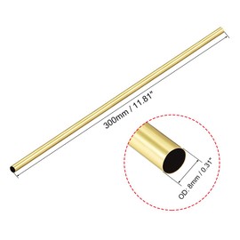 Ofowin Brass Round Tube 300mm Length 8mm OD 0.2mm Wall Thickness, Metal Copper Seamless Straight Pipe Tubing for DIY Draft Hollow Decoration Frame Models Hobby