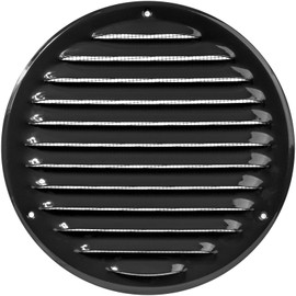 Vent Systems 6" Soffit Vent Cover - Black - Round Air Vent Louver - Grill Cover - Built-in Insect Screen - HVAC Vents for Bathroom, Home Office, Kitchen