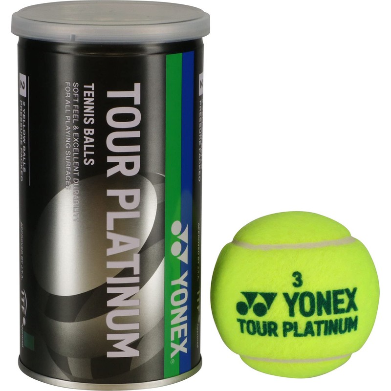 Yonex TB-TPL2 Tennis Balls, Tour Platinum, 2 Balls, 1 Can,