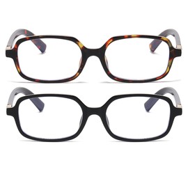 NIDOVIX 2Pcs Retro Small Oval Frame Glasses for Women Men 90s Oval Lens Non-prescription Nerd Cosplay Eyeglasses (Tortoise+Black)