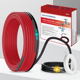 MAXKOSKO 14 Feet Pipe Heat Cable for Water Pipe Freeze Protection,Heat Tape with Thermostat for Metal and Plastic Home Supply Pipes, Electric Pipe Heating Trace System 120 V