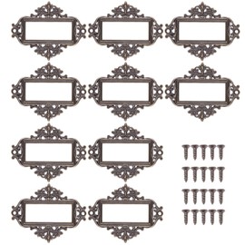 10Pcs Bronze Label Holders Antique Label Frame Metal Label Business Card Frame Drawer Cabinet Card Holder Tag for Drawers Filing Cabinets (Type A, 55x43mm)