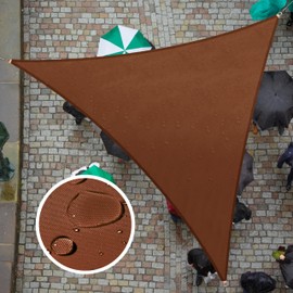 ColourTree 10' x 13' x 16.4' Custom Size Brown TADT12 Triangle Waterproof Sun Shade Sail UPF50 Canopy Awning Shelter, 95% UV Blockage Water Resistant, Outdoor Patio Garden Carport (We Customize)