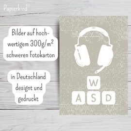 Papierkind Set of 4 Mix Poster Set Construction Vehicles Football Girls Dino Gaming Underwater Decoration for Children's Room, Boys and Girls Room Pictures in DIN A4 (without Frame) (A115-1)