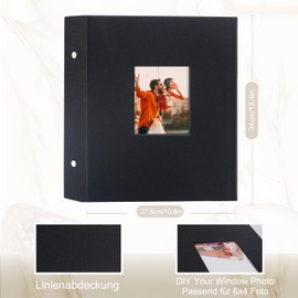 Miaikoe Photo Album 4 x 6 inch 400 Linen Album Slip in for Family Wedding Anniversary Album, Book Holds 400 Vertical 4 x 6 inch Photos, Black
