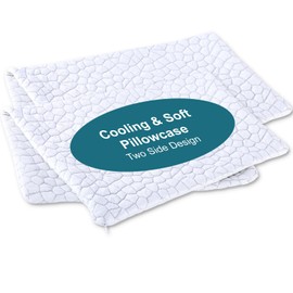 2 Pack Cooling Bamboo Pillowcase with Zipper – Soft Thick Dual-Sided Fabric, Machine Washable, Great for Summer & Winter, Breathable Pillow Cover for Sleeping,20"x30"